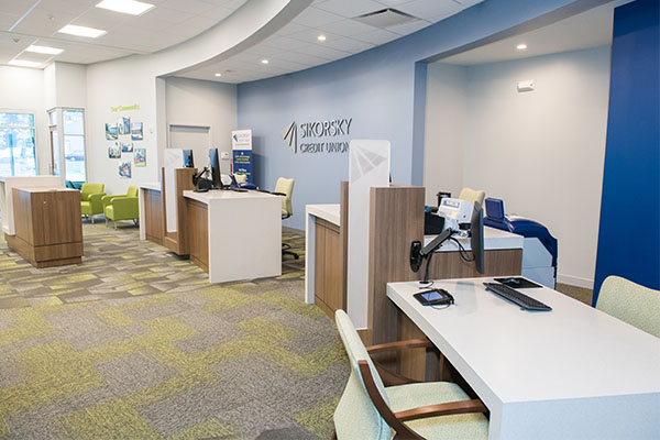 New branch renovation at Sikorsky Credit Union, Brookfield, CT.